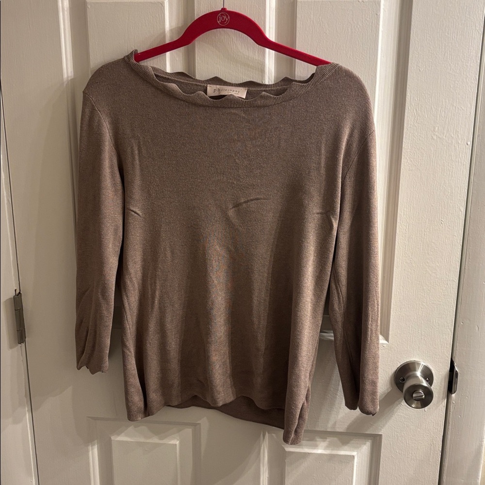 Philosophy Taupe Ribbed Knit Top
